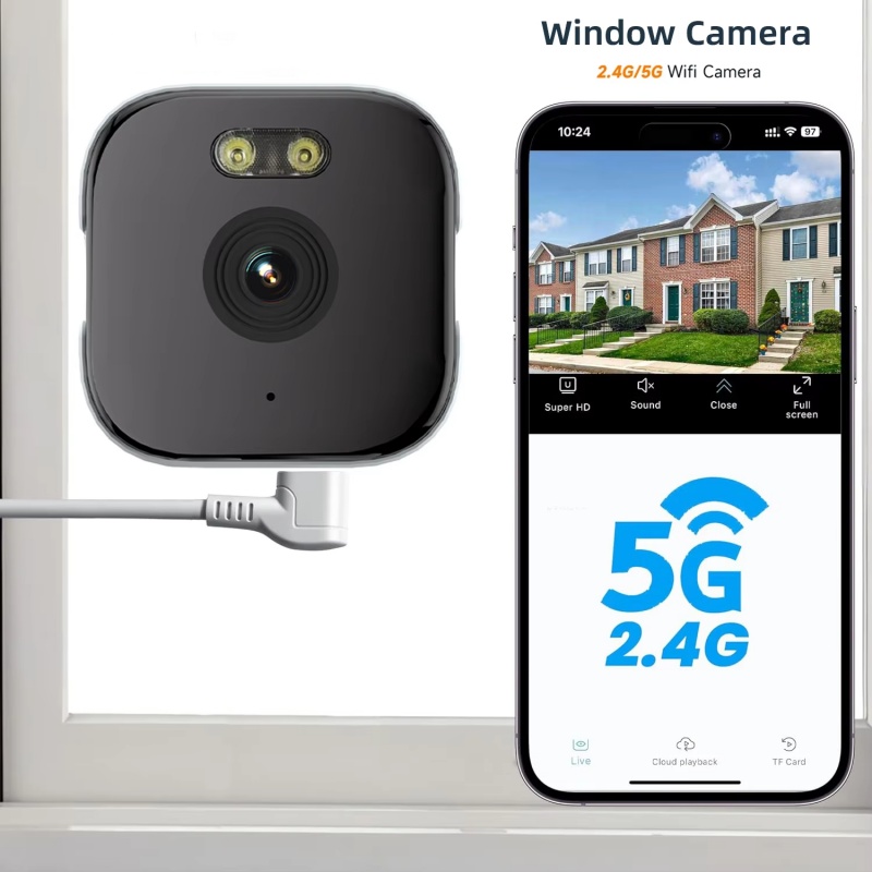 Home Security Robot - 4K Raamcamera 5GHz WiFi Binnencamera Voor