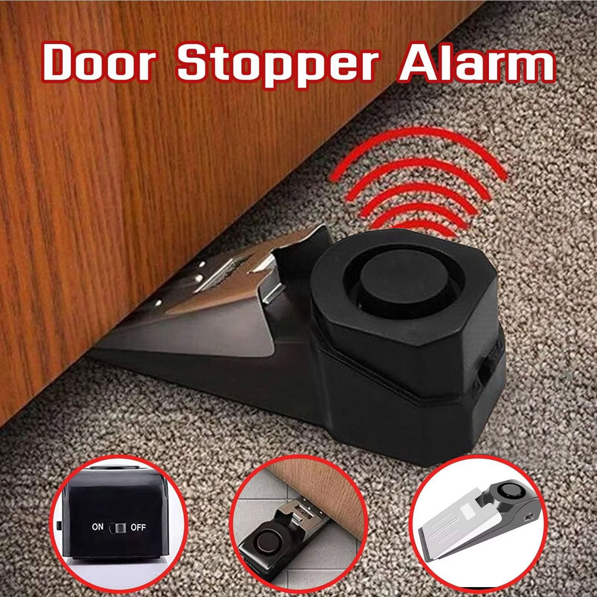 Sim Gsm Alarm - Draadloos deurstopper alarmsysteem 120dB Wedge Security
