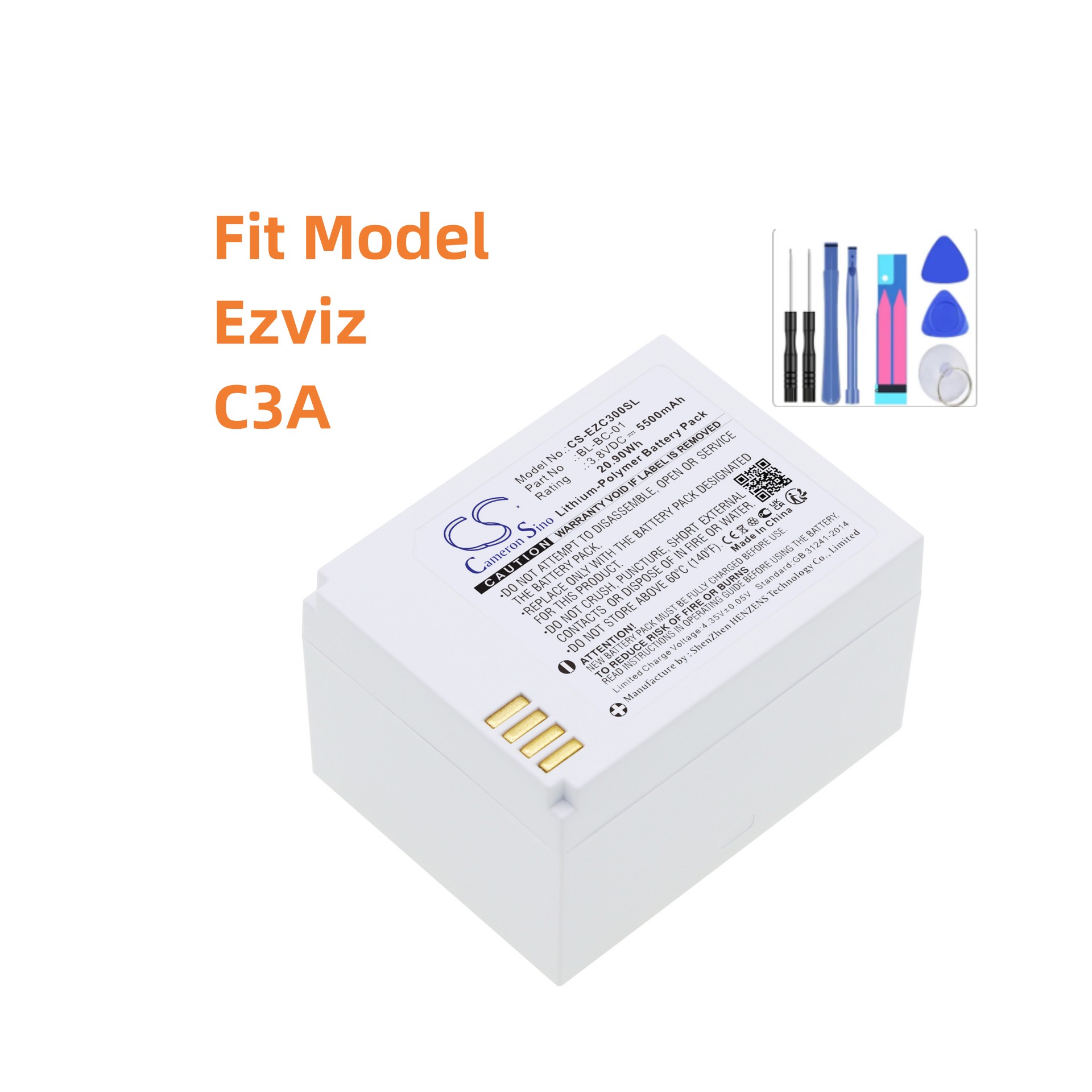 Home Security Battery Replacement - Vervangende batterij voor Ezviz:BL-BC-01,C3A,Home Security Camera-5500mAh